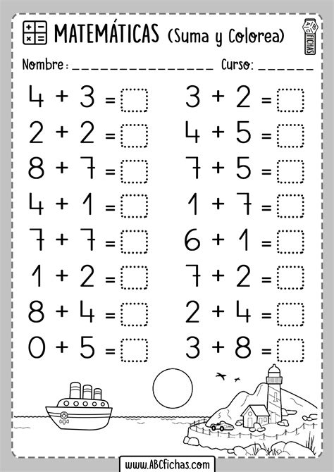 Sumas de 1 Dígito Fichas de Cálculo Mental Matemáticas