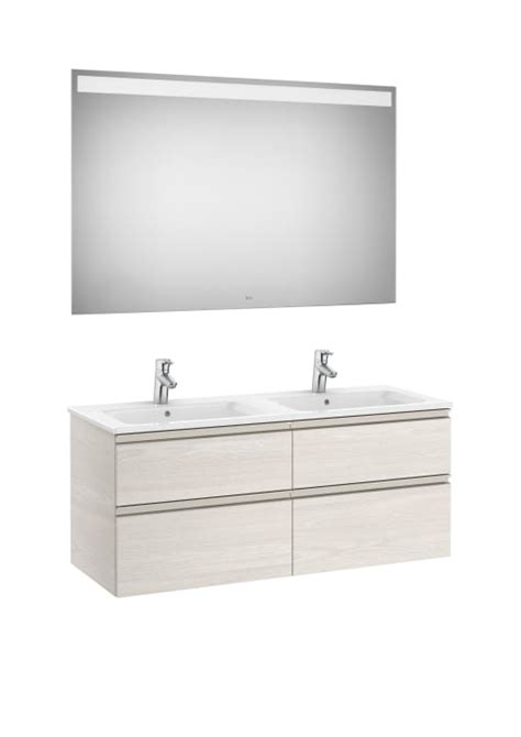 Pack Mueble Lavabo Y Espejo Modelo Gap Cajones Acabado Fresno