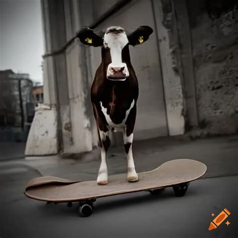 Cow Skateboarding On Craiyon