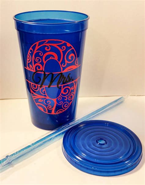 Personalized Plastic Cups with lid & straws Double Walled | Etsy