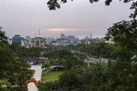 View of the Skyline of the City of Guilin with the Famous Limestone ...