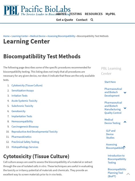 Biocompatibility Test Methods Pacific Biolabs Pdf Coagulation