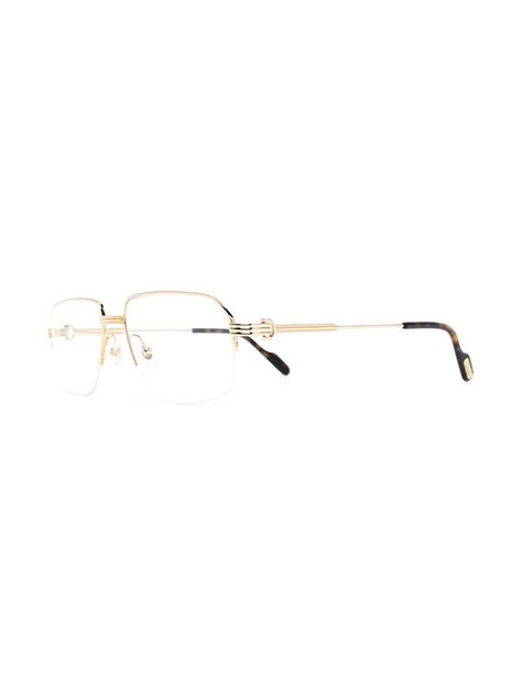 Cartier Rimless Square Frame Glasses In Gold Modesens