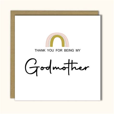 Thank You For Being My Godmother Card Personalised Thank You Etsy Uk