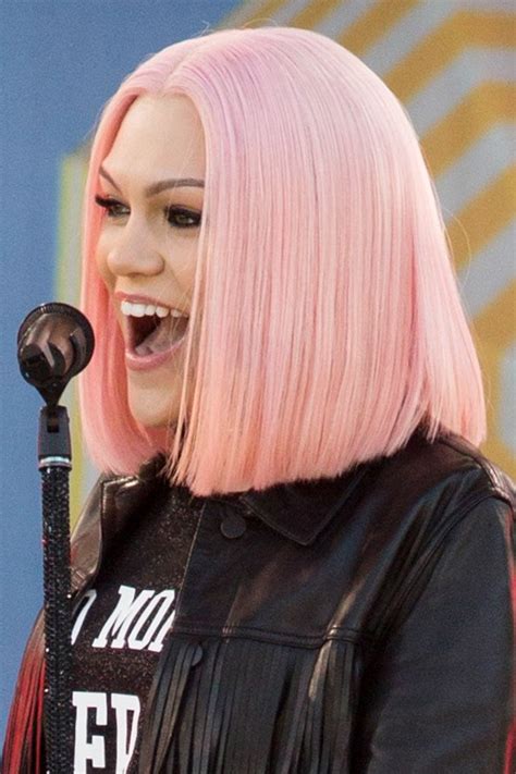 Jessie J Straight Pink Bob, Uneven Color Hairstyle | Steal Her Style