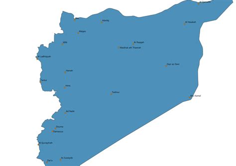 Map of Syria With Cities SVG Vector - Cities Map