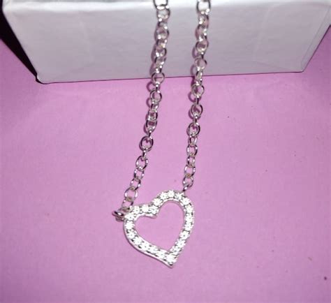 Vintage Avon NVC 925 Sterling Heart Necklace Gem