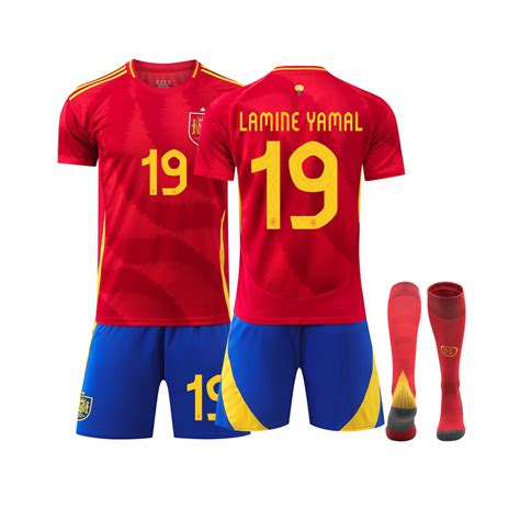 M 170 175CM Spain 2024 Home 19 Lamine Yamal Soccer Jersey Kits On OnBuy