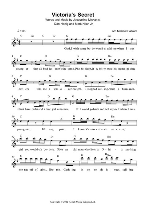 Victoria S Secret Arr Michael Habrom By Jax Sheet Music For Recorder