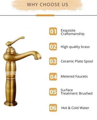 Fancy Basin Faucet Tap Mixer Hot And Cold Aerated Flow Spout 12 Inch Height Brown Antique Colour