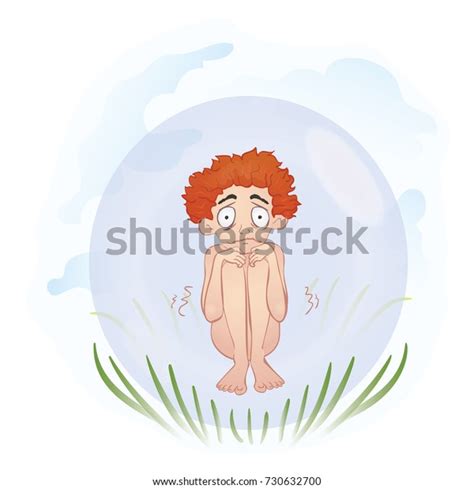 Naked Man Transparent Ball Illustration Isolated Stock Illustration