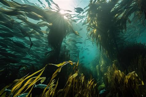 Premium Ai Image Kelp Forest With Schools Of Fish Swimming Among The