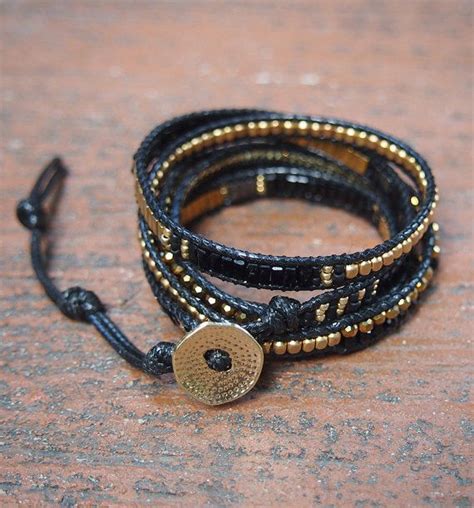 5 Keer Wrap Armband Black Crystal Kralen Mix Boho Armband Etsy