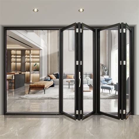 2022 Soundproof Folding Patio Collapsible Glass Double Glazed Bifold Accordion Window Doors