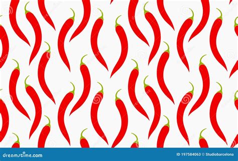 Red Hot Chili Peppers Seamless Pattern Stock Vector Illustration Of Spice Repeat