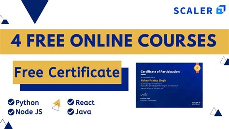 4 Free Online Courses With Certificate By Scaler Academy Free