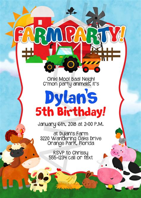 Farm Invitation Farm Birthday Party Invitation PDF | Etsy