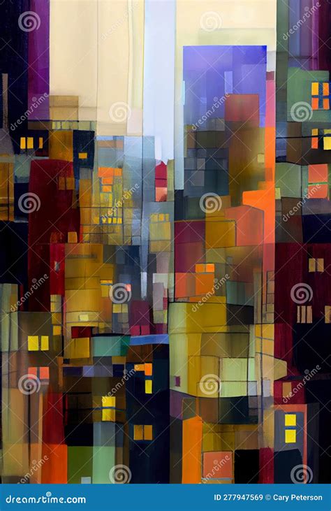 Abstract City Lights: a Lot of Tall Buildings, Clock, Generative ...