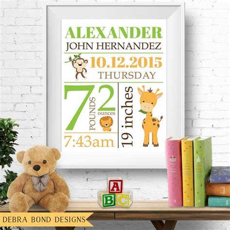 Birth Announcement Wall Art Birth Announcement Template Safari