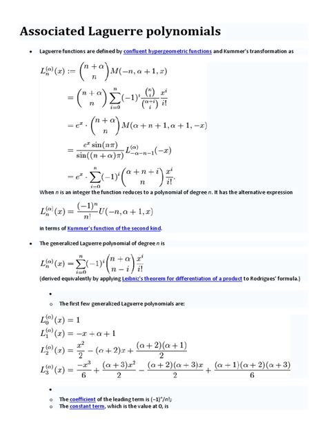 Associated Laguerre Polynomials | Analysis | Discrete Mathematics