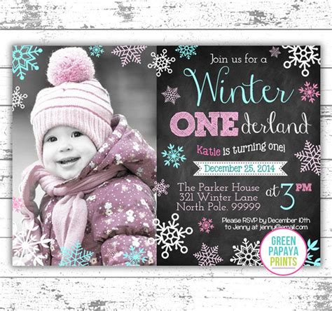 Winter Onederland Invitation - Digital File - Printable - Pink and Teal ...