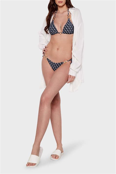 Guess Triangle Streç Logo Baskılı Üçgen Bağlamalı E5GJ36KCRL2 Bayan Bikini Üstü E5GJ36 KCRL2