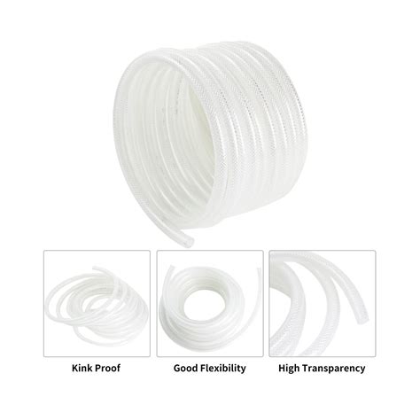 1 2’’ Id × 3 4’’ Od 50 Ft Clear Braided Hose Plastic Vinyl Tubing With 2 C Ebay