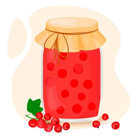 Premium Vector Red Currant Compote Jam Or Jelly In A Glass Jar Canned