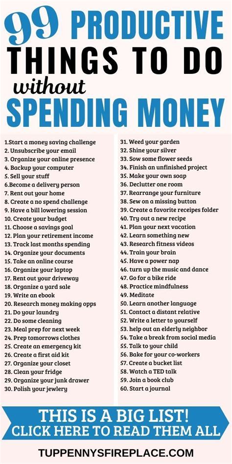 99 Productive Things To Do With No Money And Have Fun Productive