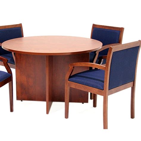 Office Pope Value Round Conference Room Table & Chairs Set (48" Diameter & 4 Chairs, Mahogany ...