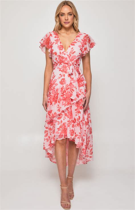 Floral Chiffon Tiered Frill Hem Midi Dress Adr A Style State