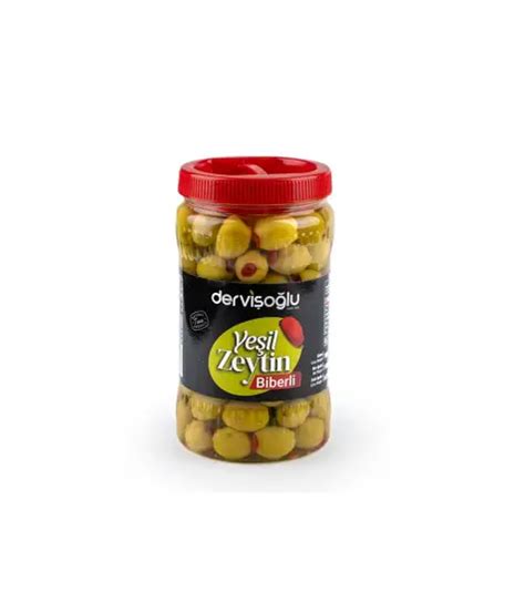 Yeşil Zeytin Biber Dolgulu Yeşil Zeytin 900 Gr