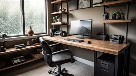 Premium Photo Interior Deisgn Of Home Office In Industrial Style With