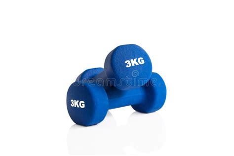 A Pair Of Blue Dumbbells For Gym Exercise Isolation Stock Image Image