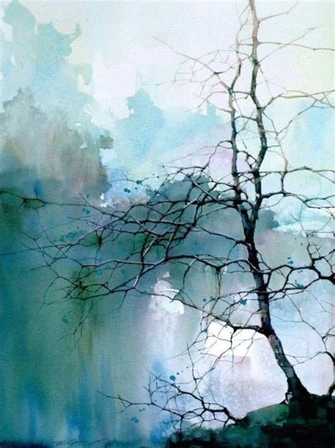 Delta Breezes Landscape Paintings Tree Watercolor Painting