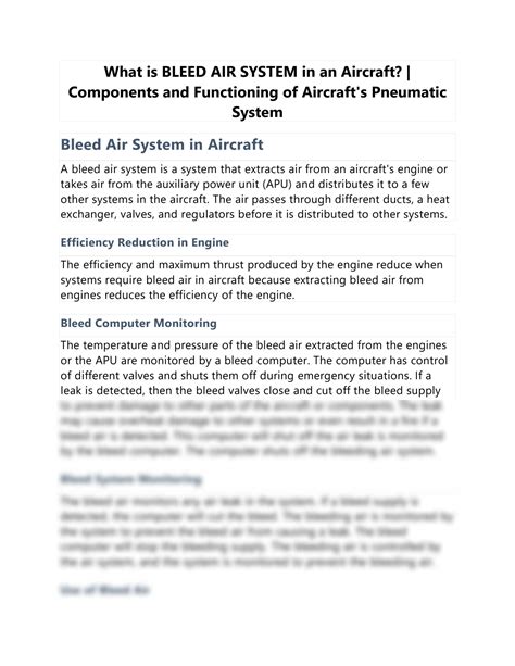 Solution What Is Bleed Air System In An Aircraft Studypool