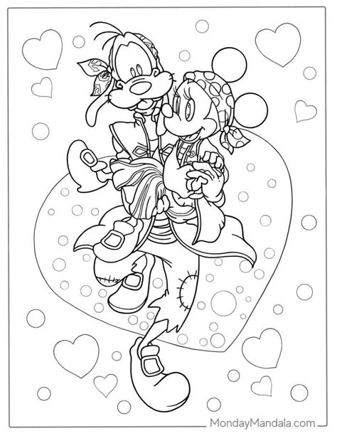 Mickey Mouse And Minnie Mouse Kissing Coloring Pages