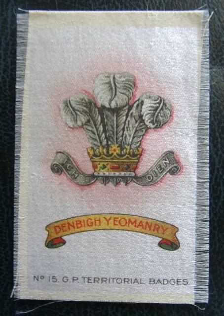 GP CIGARETTE SILKS Card Pre Ww1 1913 Military Denbigh Yeomanry