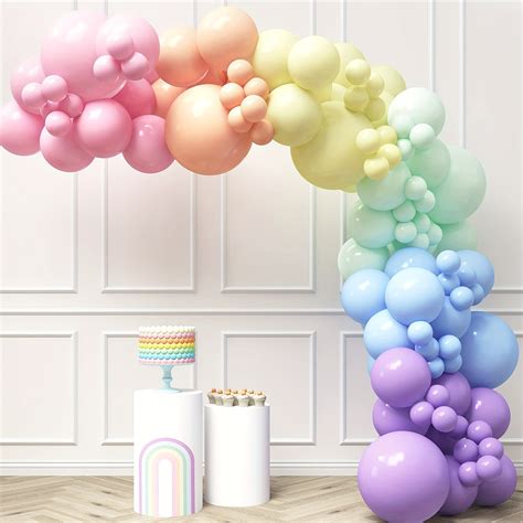 Set Kit Arcobaleno Pastello Di Palloncini Pcs Assortiti Colori Di