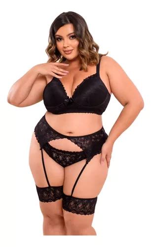 Conjunto Lingerie Plus Size Sensual Cinta Liga Melissa Mercadolivre