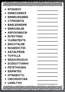 Character Personality Traits Word Scramble Puzzle No Prep Activity