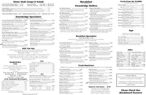 Stonebridge Cafe Breakfast & Lunch Menu | Brockton, MA