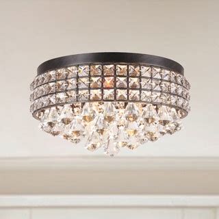 Best Shopping Jolie Iron Shade Crystal Flush Mount Chandelier