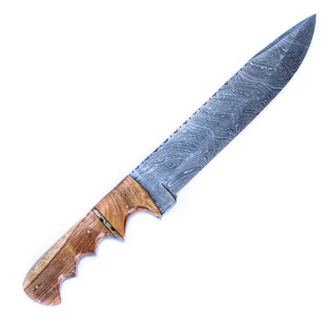 Bowie Knife High Carbon Damascus Steel Blade Woodsman 14