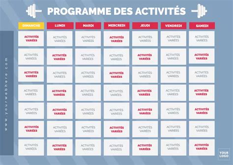 Mod Les De Programmes Et Calendrier De Salle De Gym En Ligne