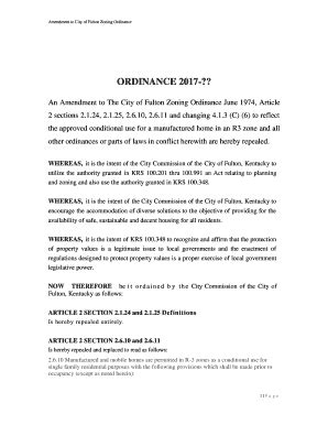 Fillable Online Amendment To City Of Fulton Zoning Ordinance Fax Email