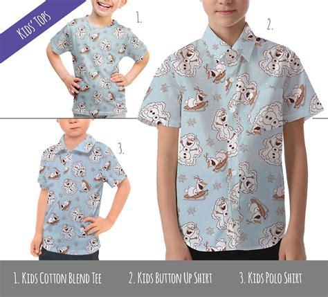 Christmas Snow Angel Holiday Olaf Theme Park Inspired Kids' Tops Children's Button up Shirt ...