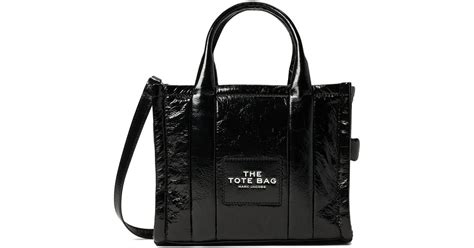 Marc Jacobs The Crinkle Leather Mini Tote Bag In Black Lyst