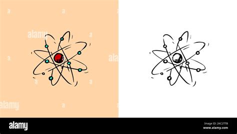 Atom Surrounded By Electrons Nuclear Power Structure Model Sketch