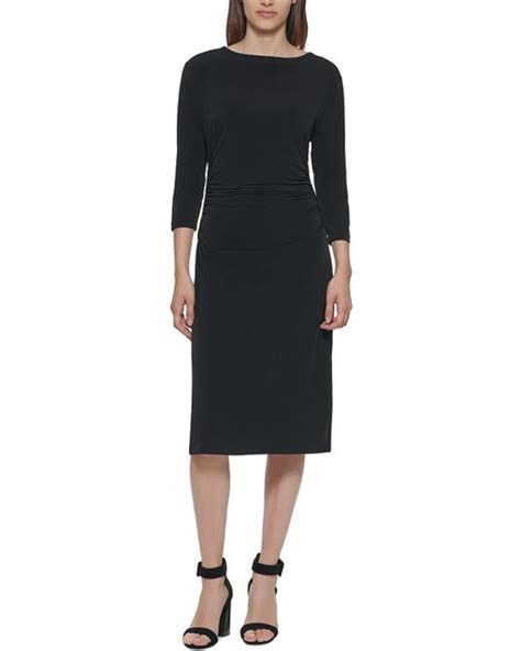 Calvin Klein Three Quarter Sleeve Long Cocktail And Party Dress In